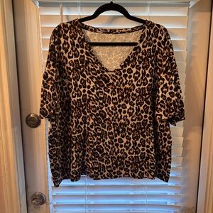Westbound Brown Leopard Print Blouse